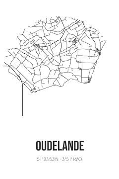 Oudelande (Zeeland) | Landkaart | Zwart-wit van Rezona