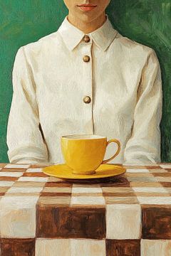 Koffie op Geblokt Tafelkleed no.2 van Studio BB