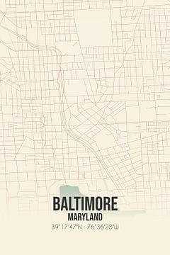 Alte Karte von Baltimore (Maryland), USA. von Rezona