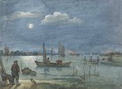 Fischer bei Mondschein, Hendrick Avercamp, 1595 - 1634 von Marieke de Koning Miniaturansicht