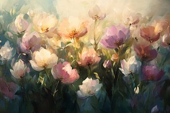 Impressionistische Blumen im Sonnenlicht