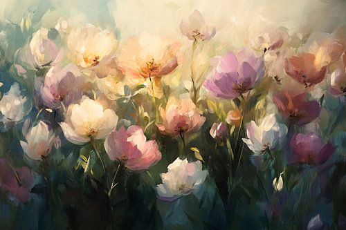 Fleurs impressionnistes à la lumière du soleil