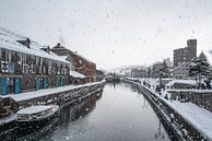 Otaru kanaal tijdens een hevige sneeuwbui van Mickéle Godderis thumbnail