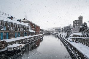 Otaru kanaal tijdens een hevige sneeuwbui van Mickéle Godderis