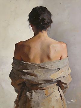 Stillstand – Minimalistische figurative Ölmalerei von Mellow Art