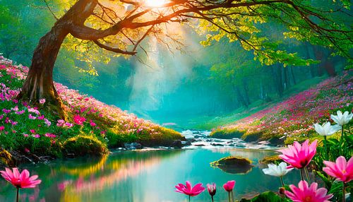 Landschap met bloemen