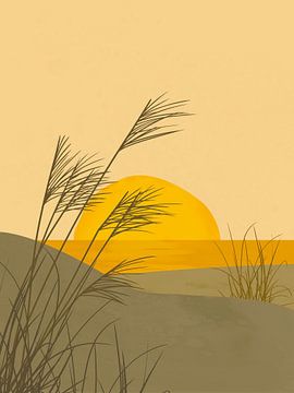 Abstrakt-minimalistische Meereslandschaft bei Sonnenuntergang von Tanja Udelhofen