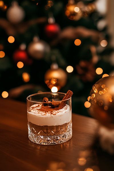 Festive dessert enjoyment in front of the Christmas tree by Poster Art Shop