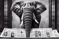 Painting elephant reading a newspaper by Animaflora PicsStock thumbnail