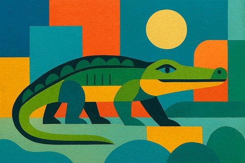 Geometrisch kunstwerk van krokodil.