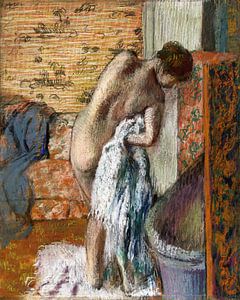 Na het bad (Vrouw droogt zichzelf af) , Edgar Degas (ca. 1886) van Atelier Liesjes