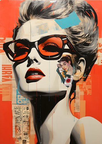 Frau mit Sonnenbrille Pop Art Stil