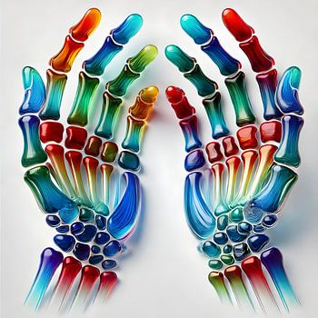 Zwei Hände aus Glas