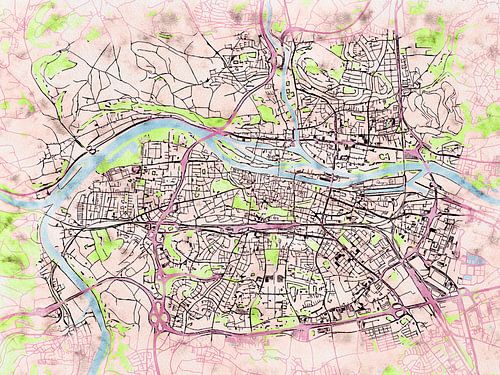 Karte von Regensburg im stil 'Soothing Spring'