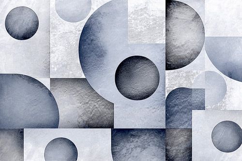 Mid Century Modern abstracte hedendaagse kunst blauw grijs