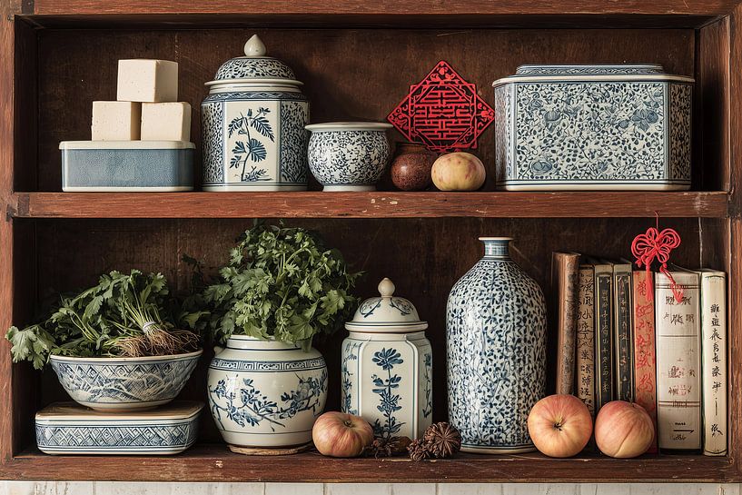 Arts orientaux traditionnels : porcelaine lanhui peinte à la main par Ariadna de Raadt-Goldberg