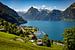 Uitzicht op Sisikon, Zwitserland van Adelheid Smitt
