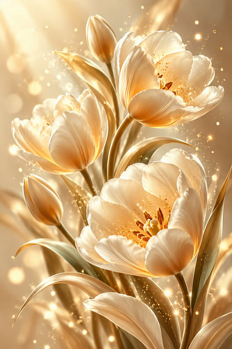 Luxuriöse Tulpen in Gold und Creme