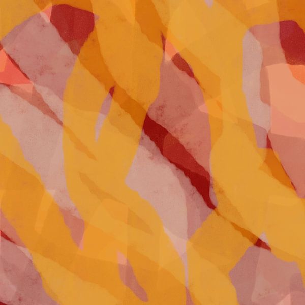 Moderne abstrakte Kunst. Pinselstriche in Gelb, warmem Braun und Beige von Dina Dankers