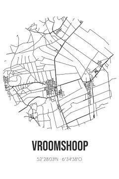 Vroomshoop (Overijssel) | Landkaart | Zwart-wit van MijnStadsPoster