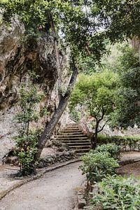 Promenade dans le parc d'une vieille ville du sud de l'Italie