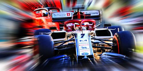 Räikkönen #7 en Vettel #5...