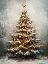 Golden Christmas Tree in Winter Landscape by Your unique art thumbnail