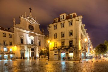 Sao Domingos kerk 's nachts, Lissabon, Portugal van Torsten Krüger