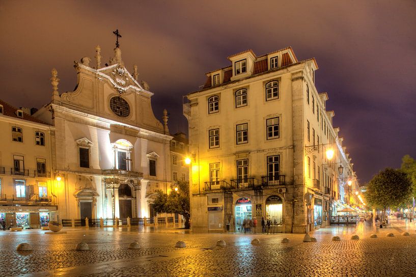 Sao Domingos church at night, Lisbon, Portugal by Torsten Krüger