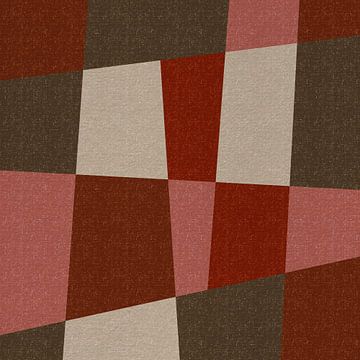 Modern abstract geometric shapes and lines in earthy tints. Pink, brown, red and white by Dina Dankers