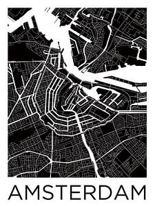 Amsterdam Noord en Zuid | Stadskaart ZwartWit van WereldkaartenShop