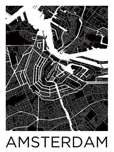 Amsterdam North and South | City map Black White