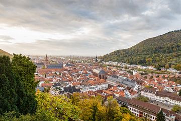 Vue sur la vieille ville de Heidelberg au coucher du soleil sur Jürgen Neugebauer | createyour.photo