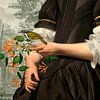 Dame in Zwart, Kant en met Kamperfoelie van Behindthegray