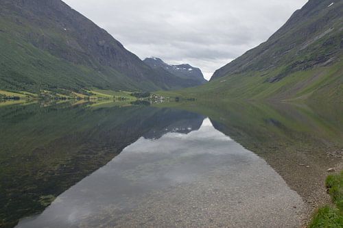 Reflectie in een meer in Noorwegen