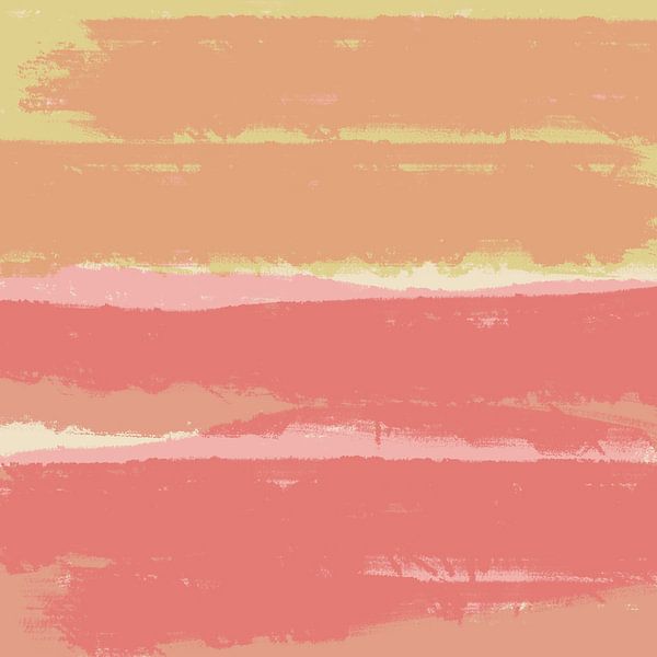 Moderne abstrakte Kunst in hellen Pastellfarben. Rosa und Terrakotta. von Dina Dankers