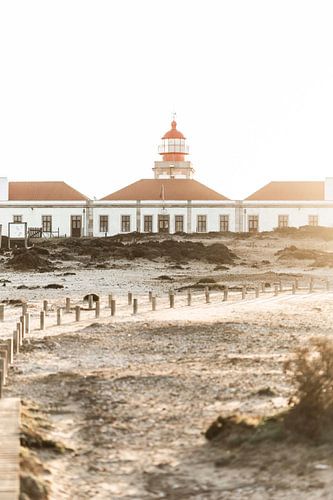 Lighthouse in Dune Landscape Warm Light from the Coast by Femke Ketelaar