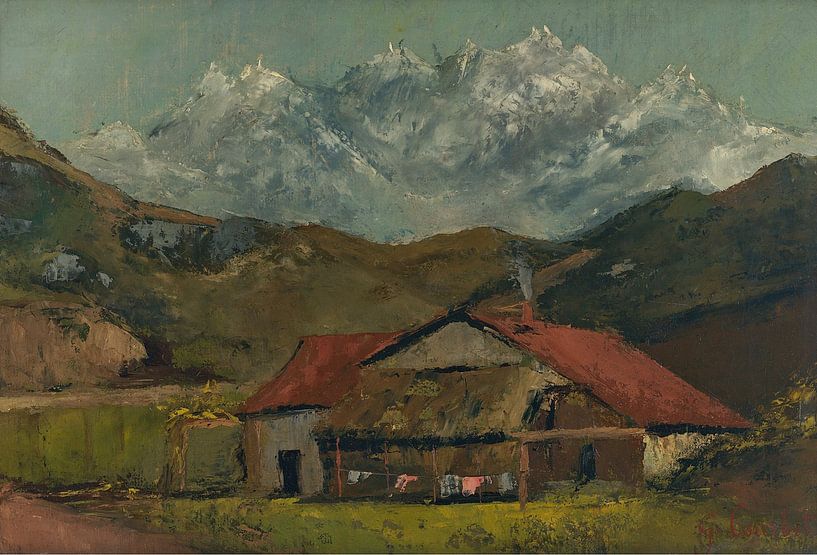 Bergen met een hut, Gustave Courbet van Atelier Liesjes