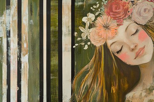 Femme avec une couronne de fleurs sur Zen et Plus