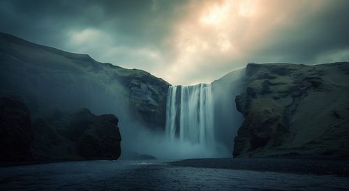 Waterval in de schemering