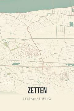 Vintage landkaart van Zetten (Gelderland) van MijnStadsPoster