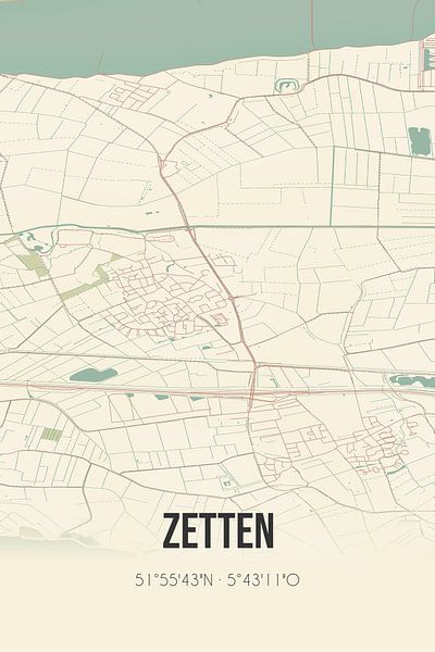 Vintage map of Zetten (Gelderland) by Prints of Place