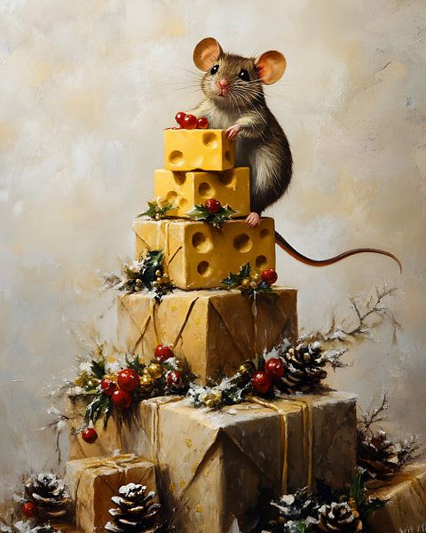 Christmas mouse on watch by But First Framing