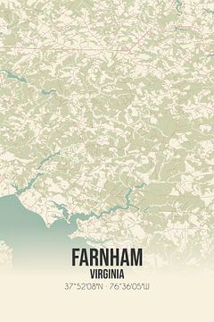 Alte Karte von Farnham (Virginia), USA. von Rezona