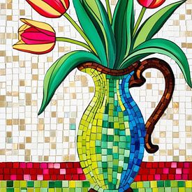 Mosaïque de tulipes et de vases sur Hoai Nguyen