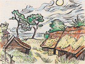 Max Pechstein, Fishermen's Cottages in Ückeritz, 1949
