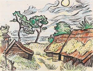 Max Pechstein, Fischerhäuser in Ückeritz, 1949