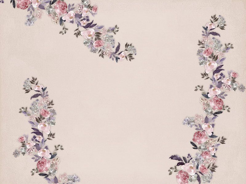 Pastel Flowers on Beige by Monika Strigel