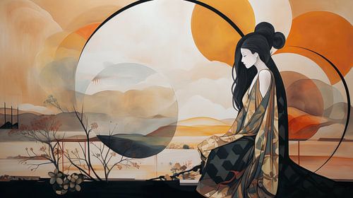 Mediterende vrouw in de natuur