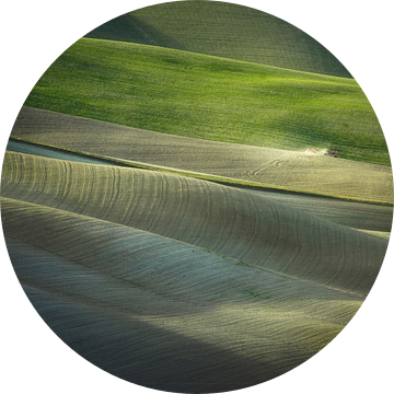 Tractor die de velden ploegt in Toscane. Siena